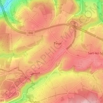 Arbespineの地形図、標高、地勢