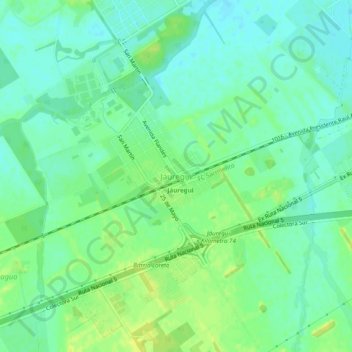 Jáureguiの地形図、標高、地勢