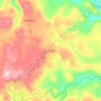 Binicalanの地形図、標高、地勢
