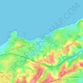 Haïcabiaの地形図、標高、地勢