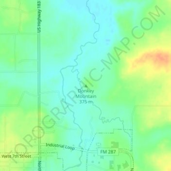 Donkey Mountainの地形図、標高、地勢