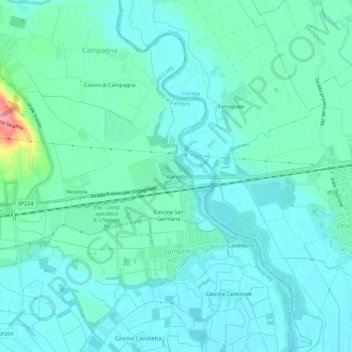 Mariottoの地形図、標高、地勢