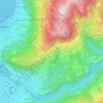 Fluhの地形図、標高、地勢