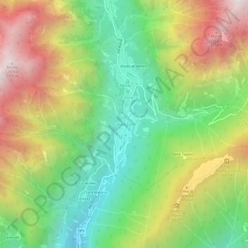 Cataeggioの地形図、標高、地勢
