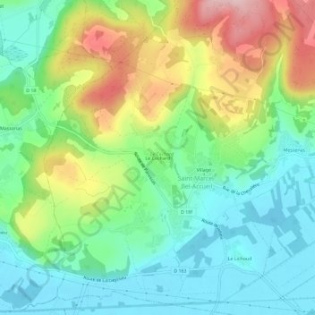 Le Cochardの地形図、標高、地勢