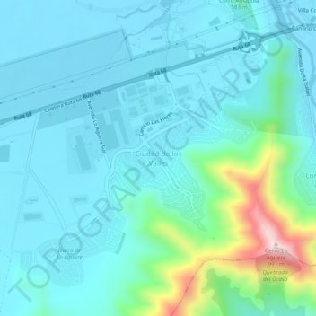 Ciudad de los Vallesの地形図、標高、地勢