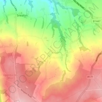 Sneaton Thorpeの地形図、標高、地勢
