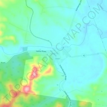 Imbilの地形図、標高、地勢
