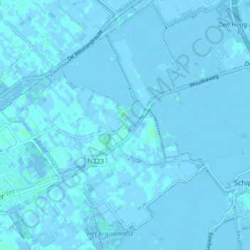 Lierhandの地形図、標高、地勢