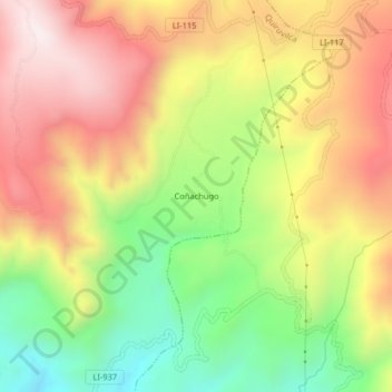 Coñachugoの地形図、標高、地勢