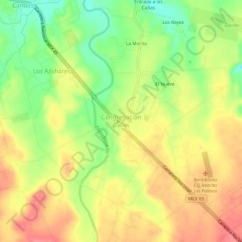 Congregación Callesの地形図、標高、地勢