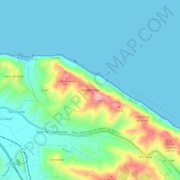 Casteldimezzoの地形図、標高、地勢