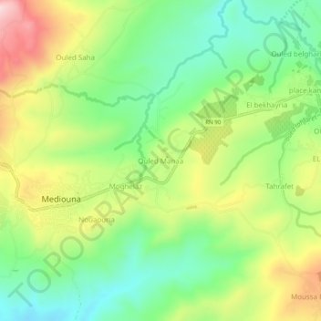 Ouled Manaaの地形図、標高、地勢