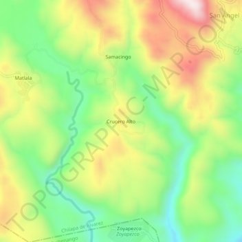 Crucero Altoの地形図、標高、地勢