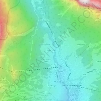 Cadin di Sottoの地形図、標高、地勢