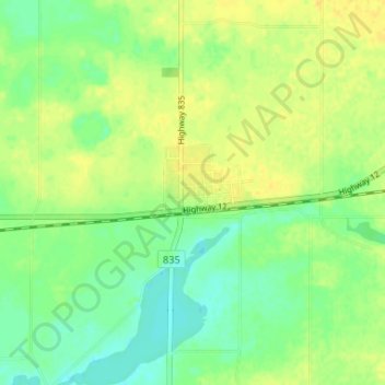 Erskineの地形図、標高、地勢