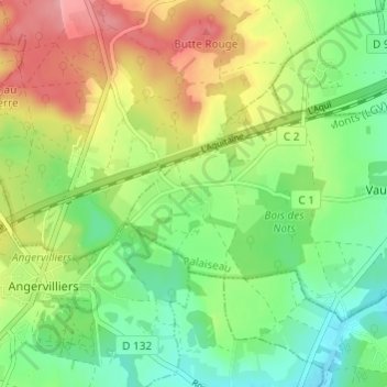 Macheryの地形図、標高、地勢