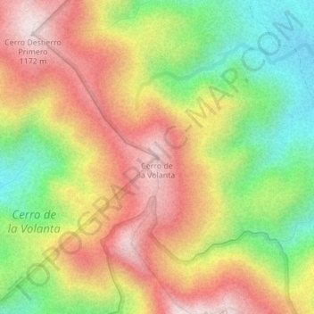 Cerro de la Volantaの地形図、標高、地勢