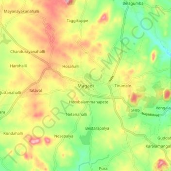 Magadiの地形図、標高、地勢