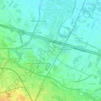 Mancasaleの地形図、標高、地勢