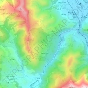 Peleneaの地形図、標高、地勢
