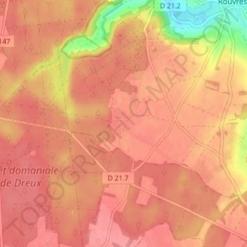 Les Nonainsの地形図、標高、地勢