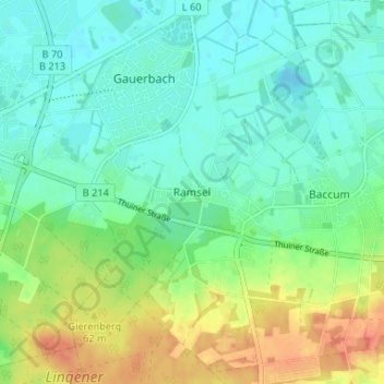 Ramselの地形図、標高、地勢