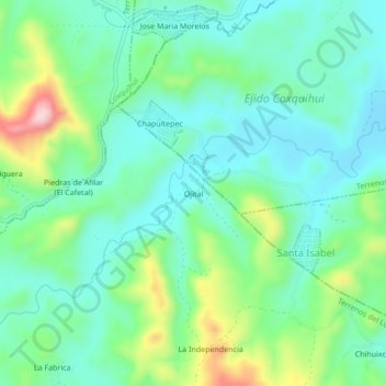 Ojitalの地形図、標高、地勢