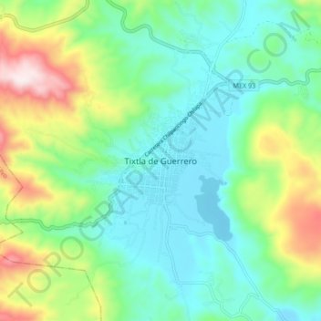 Tixtla de Guerreroの地形図、標高、地勢
