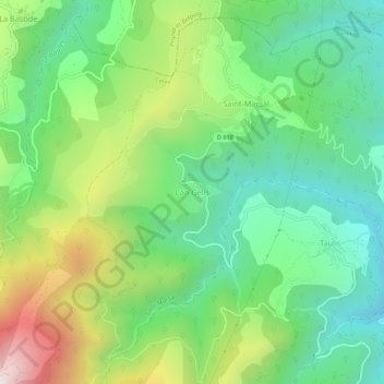 Can Gelisの地形図、標高、地勢