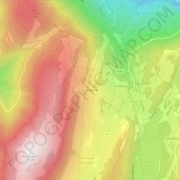 Font Regnierの地形図、標高、地勢