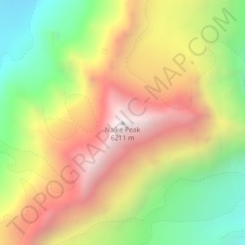 Naike Peakの地形図、標高、地勢