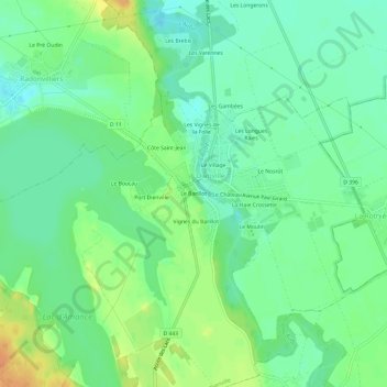 Le Barillotの地形図、標高、地勢