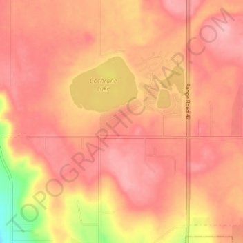 Cochrane Lakeの地形図、標高、地勢