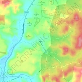 Yapeenの地形図、標高、地勢