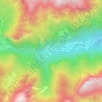 Sottogudaの地形図、標高、地勢