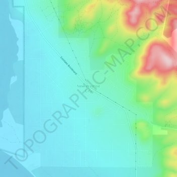 New Washoe Cityの地形図、標高、地勢