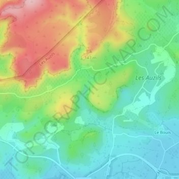 Grotte de la Crouzadeの地形図、標高、地勢