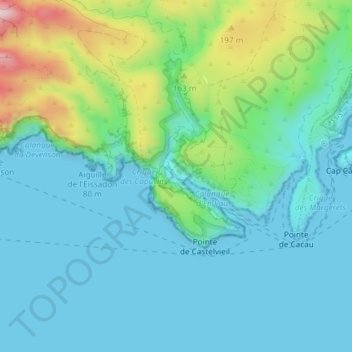 La Petite Aiguilleの地形図、標高、地勢