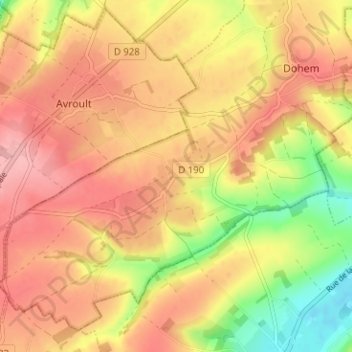 Maisnil Bout d'Avalの地形図、標高、地勢