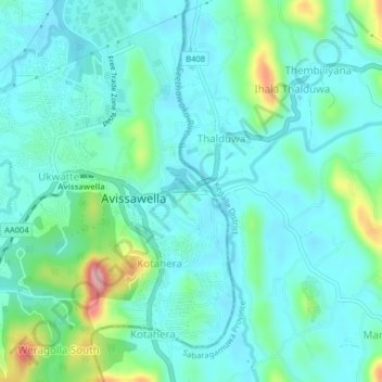 Seethawakaの地形図、標高、地勢