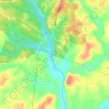 Rockawayの地形図、標高、地勢