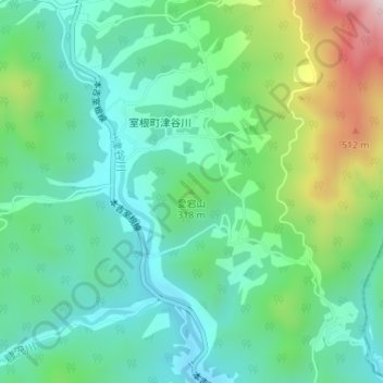 一関市の地形図、標高、地勢
