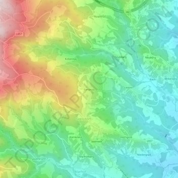 Langeggの地形図、標高、地勢