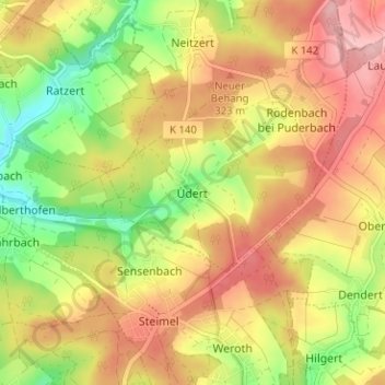 Udertの地形図、標高、地勢