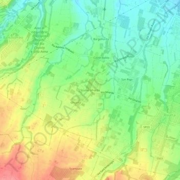 Scuole Ghiardaの地形図、標高、地勢