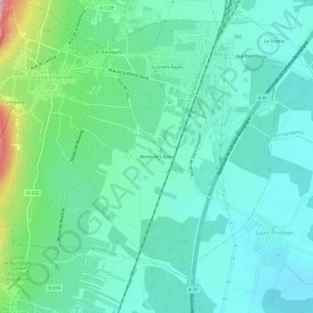 Rente de L'Epoyの地形図、標高、地勢