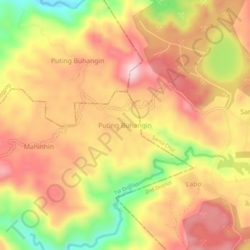 Puting Buhanginの地形図、標高、地勢