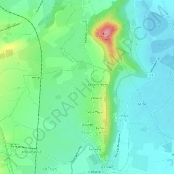 La Vernetの地形図、標高、地勢