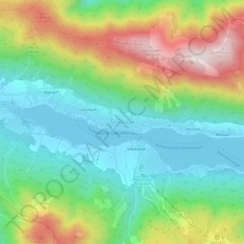 Techendorfの地形図、標高、地勢